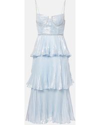 Self-Portrait - Feather-Trimmed Silk-Blend Chiffon Gown - Lyst