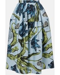 Erdem - Floral Cotton Poplin Midi Skirt - Lyst