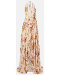 Blumarine - Floral Ruffled Georgette Gown - Lyst