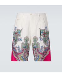 Etro - Paisley Linen Bermuda Shorts - Lyst