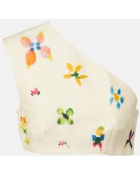 ALÉMAIS - Sidi Printed Linen-Blend Crop Top - Lyst