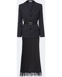 Self-Portrait - Lace-Trimmed Belted Blazer Dress - Lyst
