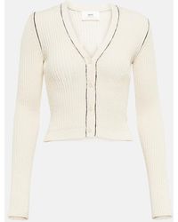 Ami Paris - Cropped-Cardigan Aus Rippstrick - Lyst