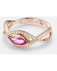 SHAY - 18Kt Rose Ring With Sapphire And Diamonds - Lyst