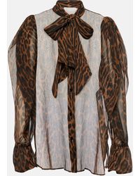 Nina Ricci - Tie-neck Leopard-print Silk Shirt - Lyst
