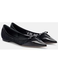 Jimmy Choo - Love Leather-Trimmed Mesh Ballet Flats - Lyst