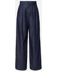 Max Mara - Jerry Embellished Chambray Wide-Leg Pants - Lyst