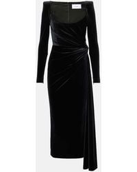 Alex Perry - Draped Velvet Midi Dress - Lyst