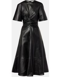 Altuzarra - Gathered Leather Midi Dress - Lyst