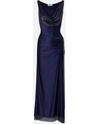 Rabanne - Embellished Gathered Satin Maxi Dress - Lyst