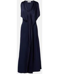 Victoria Beckham - Vestido Midi De Saten Drapeado - Lyst