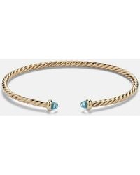 David Yurman - Cablespira Flex Micro 18Kt Cuff Bracelet With Topaz - Lyst
