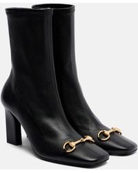 Gucci - Signora Horsebit Leather Ankle Boots - Lyst
