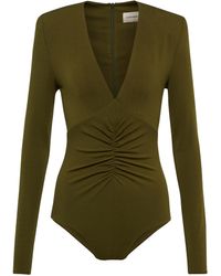 Alexandre Vauthier Synthetic Halterneck Bead Embellished Bodysuit in Green Womens Clothing Lingerie Bodysuits 