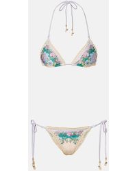 Zimmermann - Indra Floral Metallic-Effect Bikini - Lyst