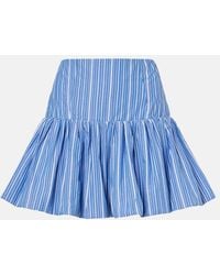 Ganni - Striped Cotton Poplin Miniskirt - Lyst