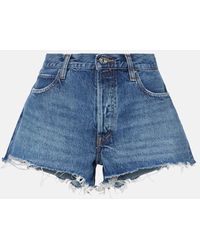 FRAME - The Hang Frayed Mid-Rise Denim Shorts - Lyst