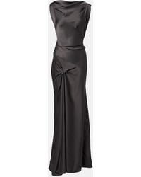 Victoria Beckham - Posy Draped Gathered Crepe Satin Gown - Lyst