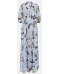 Erdem - Ariana Pintucked Printed Cotton And Silk-blend Voile Maxi Dress - Lyst