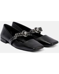 Versace - Gianni Ribbon Leather Ballerina Flats With Studded Bow - Lyst