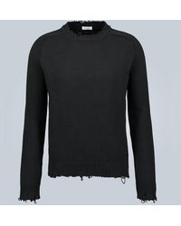 Saint Laurent - Destroyed Knit Sweater - Lyst