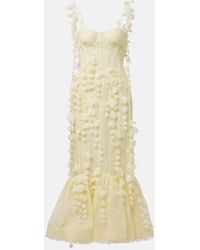 Zimmermann - Dawning Linen And Silk Midi Dress - Lyst