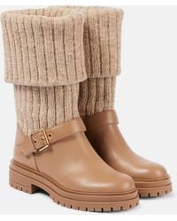 Gianvito Rossi - Thurso Leather-Trimmed Sock Boots - Lyst