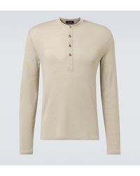 Thom Sweeney - Linen-Blend Henley Shirt - Lyst