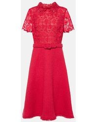 Oscar de la Renta - Gardenia Guipure And Tweed Midi Dress - Lyst