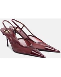 Saint Laurent - Renee Leather-Trimmed Mesh Slingback Pumps - Lyst