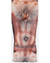 Jean Paul Gaultier - Tattoo Collection Mesh Midi Skirt - Lyst