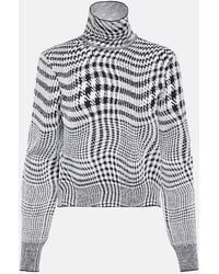 Burberry - Houndstooth Wool-Blend Turtleneck Sweater - Lyst