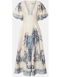 ALÉMAIS - Robe Midi Villa Romantica En Lin Melange - Lyst