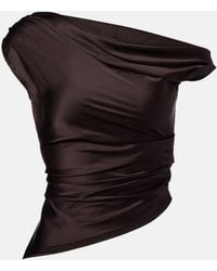 STAUD - Phare One-Shoulder Silk-Blend Satin Top - Lyst