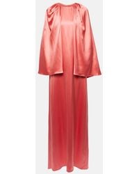 Monique Lhuillier - Caped Silk Satin Gown - Lyst