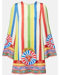Dolce & Gabbana - Printed Silk-Blend Minidress - Lyst