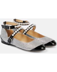 Mach & Mach - Embellished Glitter Mary Jane Flats - Lyst