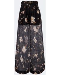 Zimmermann - Ascent Floral Linen And Silk Wide-Leg Pants - Lyst