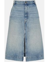 KHAITE - Charlene Denim Midi Skirt - Lyst