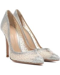 Gianvito Rossi Rania 105 Crystal-embellished Pumps - Metallic