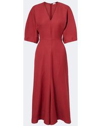 Brunello Cucinelli - Gathered Midi Dress - Lyst