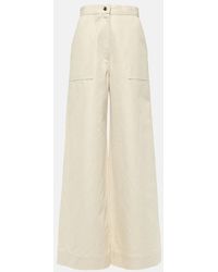 Max Mara - Oboli Cotton And Linen Wide-Leg Pants - Lyst