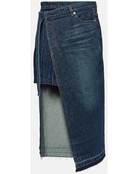 Sacai - Asymmetric Denim Midi Skirt - Lyst