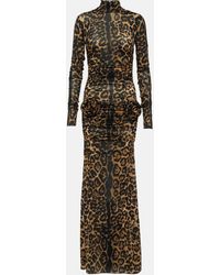 Blumarine - Leopard-print Floral-applique Maxi Dress - Lyst