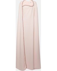 Safiyaa - Mattia Caped Embellished Crepe Gown - Lyst