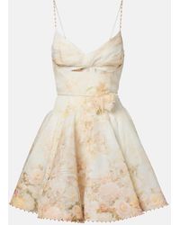 Zimmermann - Memento Floral Linen And Silk Minidress - Lyst