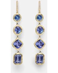 Octavia Elizabeth - Cascade 18Kt Drop Earrings With Diamonds And Tanzanites - Lyst