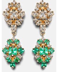 Suzanne Kalan - La Fantaisie 18Kt Drop Earrings With Diamonds And Emeralds - Lyst