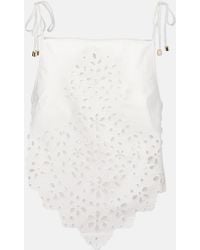 Self-Portrait - Embroidered Cotton Top - Lyst