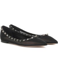 Valentino Rockstud Ballerina Flats - Black